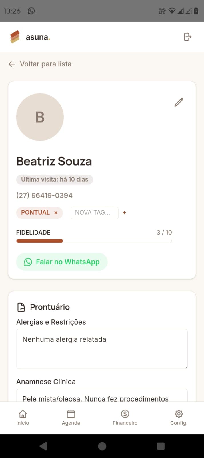 Cadastro de clientes - tela 2