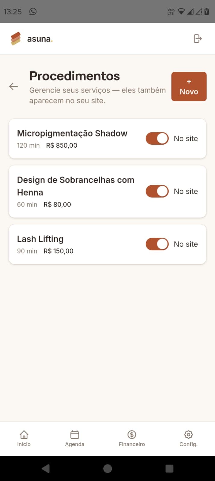 Edição do site - tela 1
